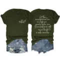 Πράσινο γυναικείο casual κοντομάνικο t-shirt με στάμπα γραμμάτων, λεπτομερής όψη. - S / Tops / Πράσινο του Στρατού (Λευκή Εκτύπωση)