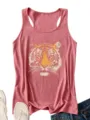 Γυναικείο vintage ροζ tank top με σχέδιο τίγρης, casual αμάνικο καλοκαιρινό μπλουζάκι. - Ροζ χρυσό