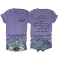 Καθημερινό μοβ γυναικείο κοντομάνικο t-shirt με τύπωμα εμπνευσμένου κειμένου - S / Tops / Μωβ (Μαύρη Γραμματοσειρά)