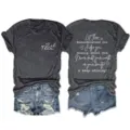Casual σκούρο γκρι μελανζέ κοντομάνικο t-shirt με inspirational γράμματα μπροστά και πίσω. - S / Tops / Μαυρόγκρι Μελανζέ