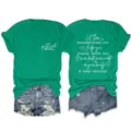 Πράσινο κοντομάνικο t-shirt με εμπνευσμένο απόφθεγμα let them στάμπα casual στρογγυλή λαιμόκοψη - S / Tops / Σκούρο Πράσινο