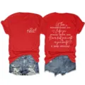 Γυναικείο casual άνετο κοντομάνικο t-shirt με στρογγυλή λαιμόκοψη και εμπνευσμένο κείμενο. - S / Tops / Κόκκινο