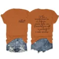 Γυναικείο casual κοντομάνικο t-shirt με στρογγυλή λαιμόκοψη και τύπωμα, με σορτς τζιν. - S / Tops / Πορτοκαλί της Φωτιάς (Μαύρη Γραμματοσειρά)