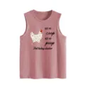 Detailed view of the cute chicken graphic and funny text print on soft pink fabric. - Rose Gold