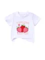 Kids white short sleeve t-shirt featuring cute strawberry graphic and casual round neck. - 90cm / Tops / White