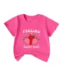 Kids pink short sleeve t-shirt with cute strawberry print and fun slogan for casual daily. - 90cm / Tops / Rose Red