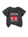 Kids short sleeve t-shirt featuring a cute strawberry print and playful graphic text. - 90cm / Tops / Dark Gray