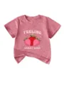 Kids casual pink short sleeve t-shirt featuring cute strawberry graphic and letter print. - Peach