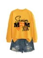 Sweat-shirt jaune élégant pour femme associé à un short en jean imprimé maman. - S / Hauts / Jaune (Impression Noire)