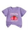 Kids purple short sleeve t-shirt featuring a cute strawberry graphic and funny text print. - Purple