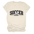 T-shirt à manches courtes décontracté beige avec imprimé graphique maman de foot - S / Hauts / Sable