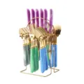 Set posate in acciaio inox con manico marmo colorato coltello forchetta cucchiaio e supporto. - Set di 24 Pezzi con Supporto