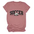 T-shirt à manches courtes décontracté avec imprimé graphique maman de foot pour femmes. - S / Hauts / Or Rose (Lettres Noires Graphique Couleur)