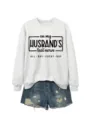 Lässiger Langarm-Sweatshirt mit Rundhalsausschnitt und Jeansshorts, lustiger Druck. - S / Oberteile / Off-White (Schwarze Schrift)