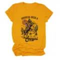 Maglietta manica corta donna stampa cowgirl vintage giallo senape vista di dettaglio - Taglia S / Top / giallo senape