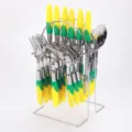 Set machairopirounon apo anoikseoto atsali me cheirolaves se schima kalamampokiou - Σετ 24 Τεμαχίων - Κουτί PVC Θήκης Μαχαιριών