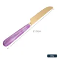Coltello da tavola in acciaio inossidabile con manico in marmo viola, posata elegante e chic. - Coltello da Tavola