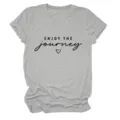 Maglietta manica corta grigia da donna casual con stampa motivazionale per moda estiva - Taglia S / Top / Grigio chiaro
