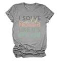 Casual grijs dames t-shirt met korte mouwen en grappige wiskunde slogan op de voorkant. - S / Tops / donkergrijs