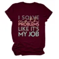 Dames casual korte mouw grafisch t-shirt met grappige wiskunde quote voor dagelijks - S / Tops / Zwartgrijs Gemêleerd