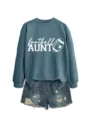 Γυναικείο φούτερ μακρυμάνικο Football Aunt casual αθλητικό πουλόβερ φθινόπωρο top - S / Tops / Μπλε (Λευκή Γραμματοσειρά)