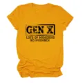 Camiseta de manga corta para mujer amarillo mostaza con estampado gráfico divertido. - S / Tops / Amarillo Mostaza (Gráfico en color con texto negro)