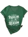 Women's green V-neck short sleeve graphic t-shirt with side knot and funny western quote. - S / Tops / Vintage Green
