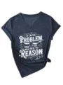 Women Casual V-Neck Short Sleeve Graphic T-Shirt Letter Bull Skull Print Loose Tee Top - S / Tops / Navy Blue