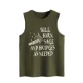 Armeegrünes lässiges Damen Tanktop mit lustigem Spruch Print, lockeres ärmelloses Top. - S / Oberteile / Armeegrün
