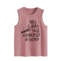 Damen lässiges lustiges Grafik ärmelloses Tanktop Sommer atmungsaktives Rundhals Vest. - S / Oberteile / Roségold