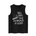 Schwarzes lässiges Damen Ärmellos Tank Top mit witzigem weißem Salbei Spruch Motiv. - S / Oberteile / Schwarz