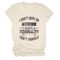 Casual women's graphic print short sleeve crewneck t-shirt in beige color for daily wear. - S / Tops / Sand