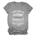 Close-up detail of women grey short sleeve t-shirt featuring stylish motivational text print. - S / Tops / Dark Gray