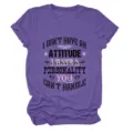 Casual women's purple short sleeve t-shirt with stylish letter print for daily wear. - S / Tops / Purple (Black Text)