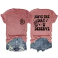 Damen lässiges Kurzarm T-Shirt Skelett Hand Grafik Print Sommer Tops Streetwear - S / Oberteile / Roségold (Schwarzer Druck)