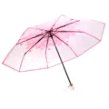 Parapluie pliant transparent rose à fleurs de cerisier, parasol compact élégant pour femmes. - Rose fleur de cerisier acrylique