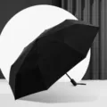 8-Rib Fully Automatic Sun Umbrella UV Protection Black Compact Rain And Shine Use - Black