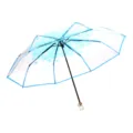 Parapluie pliant transparent fleur de cerisier, bord bleu parapluie soleil automatique. - Bleu fleur de cerisier acrylique