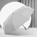 Compact automatic folding umbrella in mist gray with UV protection and sturdy 8-rib frame. - Gray