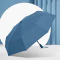 Automatic folding umbrella 8 ribs sun protection UV black coating rain outdoor travel woman - Haze Blue