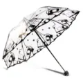 Ombrello pieghevole trasparente con stampa di cassette nere, protezione anti pioggia chic. - 53,5 cm x 8K / Ladro del tempo