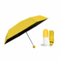 Ombrello tascabile giallo a capsula anti-UV, design compatto pieghevole in cinque sezioni per sole. - 48.5 / Giallo