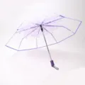 Parapluie pliant transparent avec design de fleurs de cerisier, style très élégant. - Entièrement automatique violet fleur de cerisier poignée violette