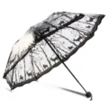 Ombrello pieghevole trasparente con stampa cervo foresta nera, design automatico elegante. - 53,5 cm x 8K / Verde Floreale