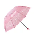 Ombrello pieghevole trasparente in pizzo rosa con cuore, carino stile coreano elegante. - 53,5 cm x 8K / Cuore Rosa