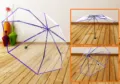 Ombrello pieghevole trasparente chiaro con bordo viola, ombrello da pioggia POE per adulti. - 100 cm x 8K / Viola