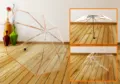 Transparent folding umbrella with orange trim POE rain sun umbrella compact design - 100cm x 8K / Orange