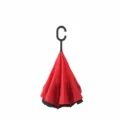 Ombrello Inversato Doppio Strato Rosso Fiamma Manico a C Antivento per Auto Elegante - Rosso Fiamma