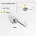 Crochet magnétique rotatif à 180 degrés crochet en néodyme robuste 20x47mm 5 pcs - Crochet Rotatif Moyen 180° / 5 Pièces/Pack (20mm) / Nickel