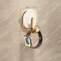 Luxury Self-Adhesive Wall Hook White Golden Bathroom Towel Holder No-Punch Sticky Hanger - 1 Piece/Pack / White